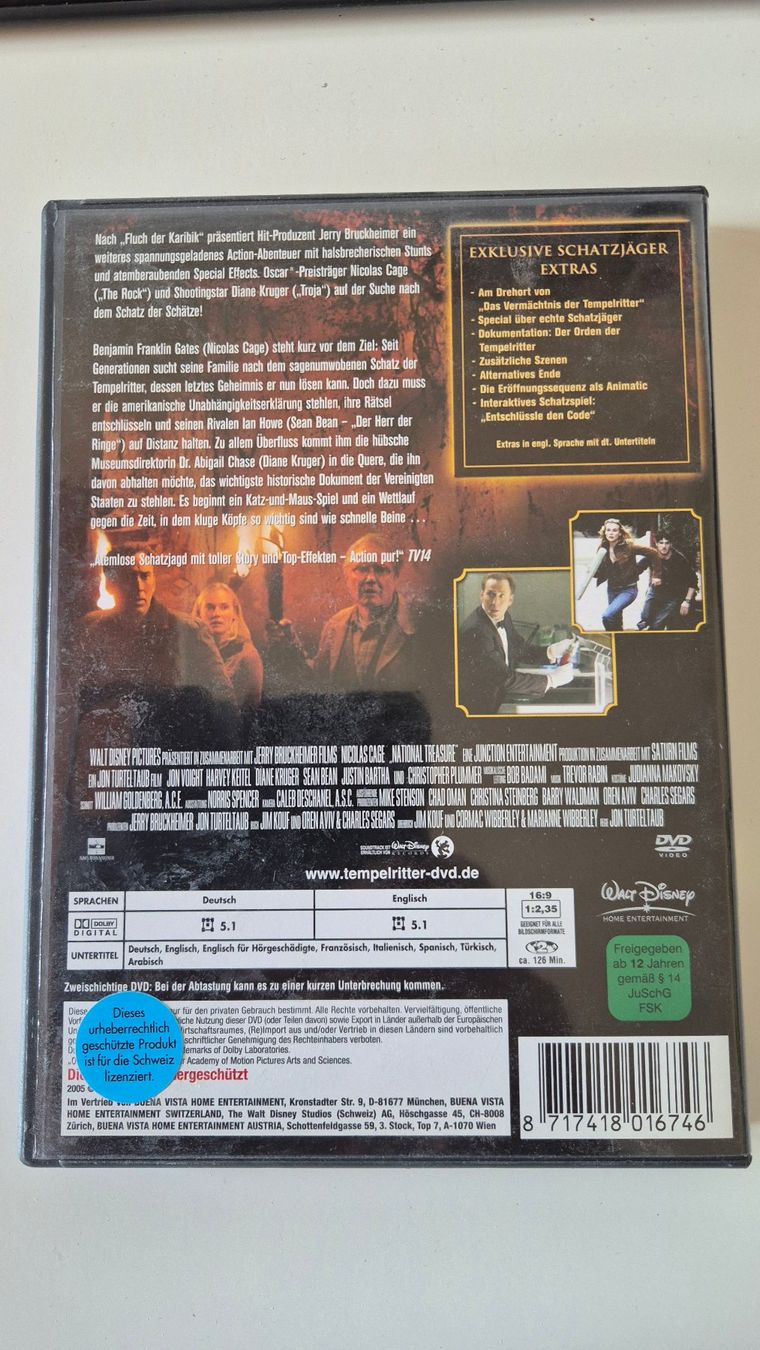 Tutti i DVDs: DVD Das Vermächtnis der Tempelritter – Usato da Seon venduto da Rclimber 1