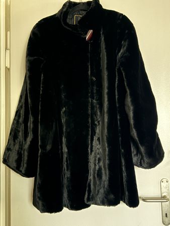 Damen Kunstpelzmantel Schwarz Made in France Gr L/XL
