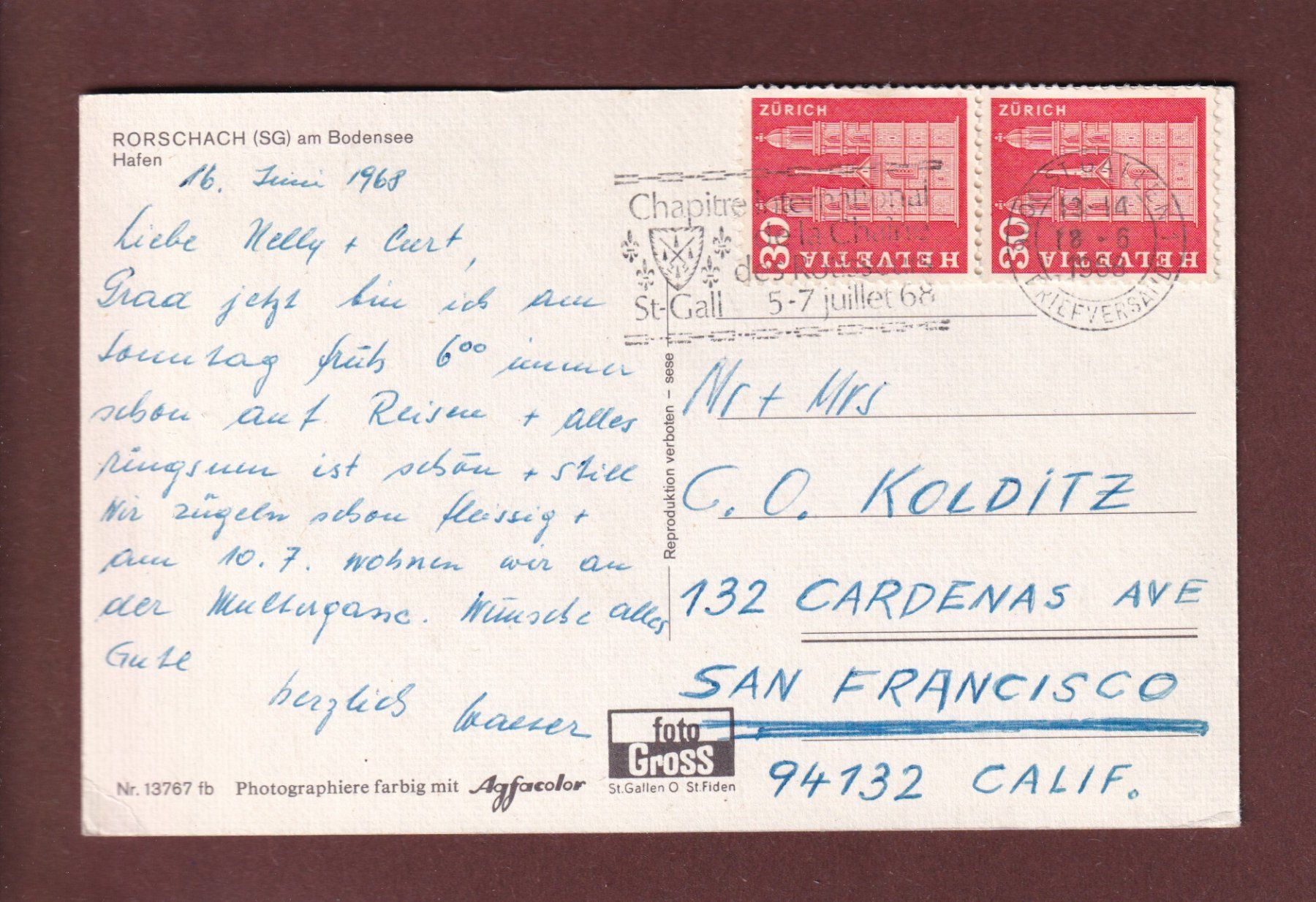 Cartoline postali: RORSCHACH - Hafen - 1968 – Usato da Pully venduto da nicecards 1