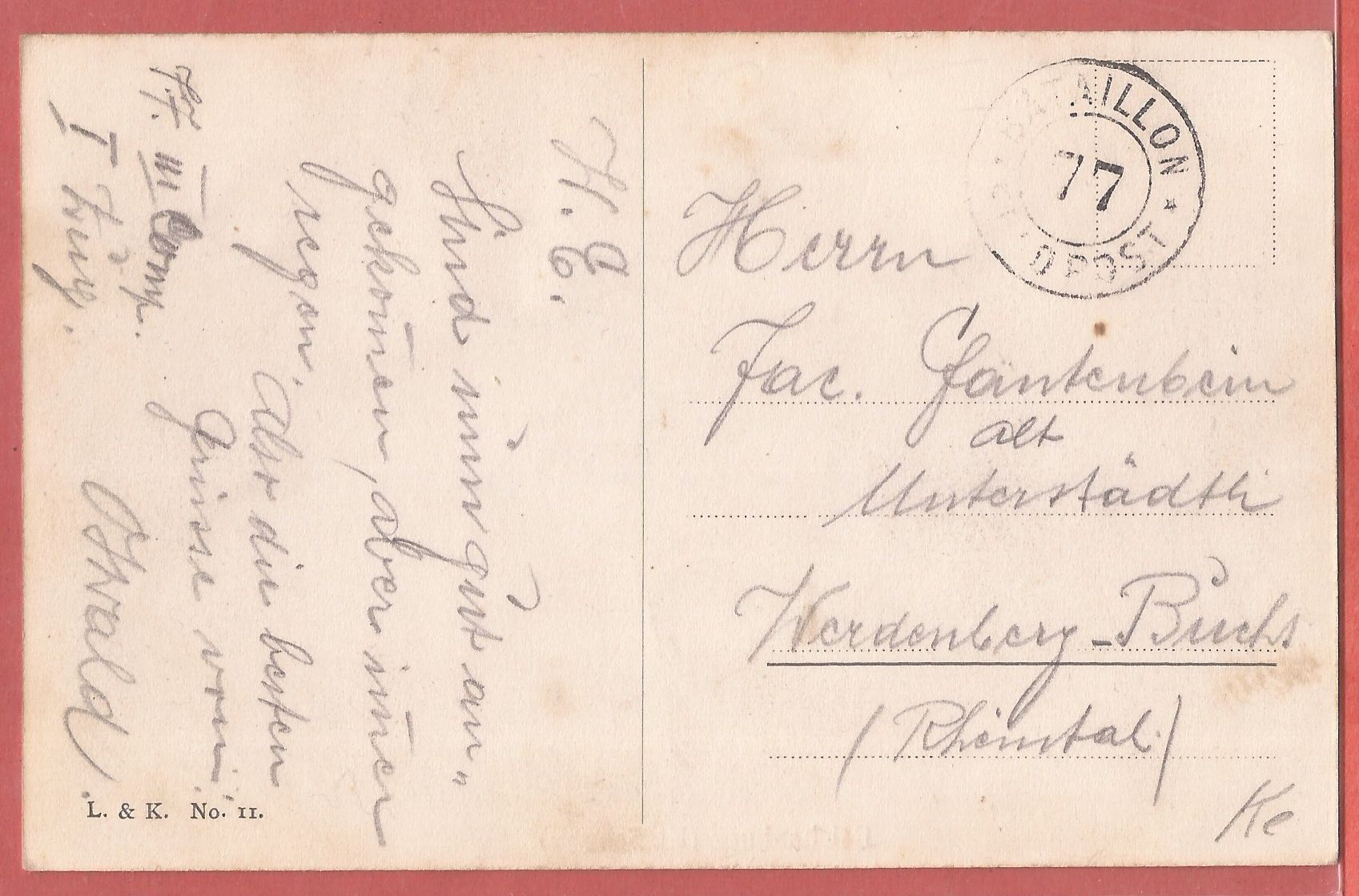 Cartoline postali: Reichenburg SZ - ca. 1915 – Usato da Fislisbach venduto da Porano 1