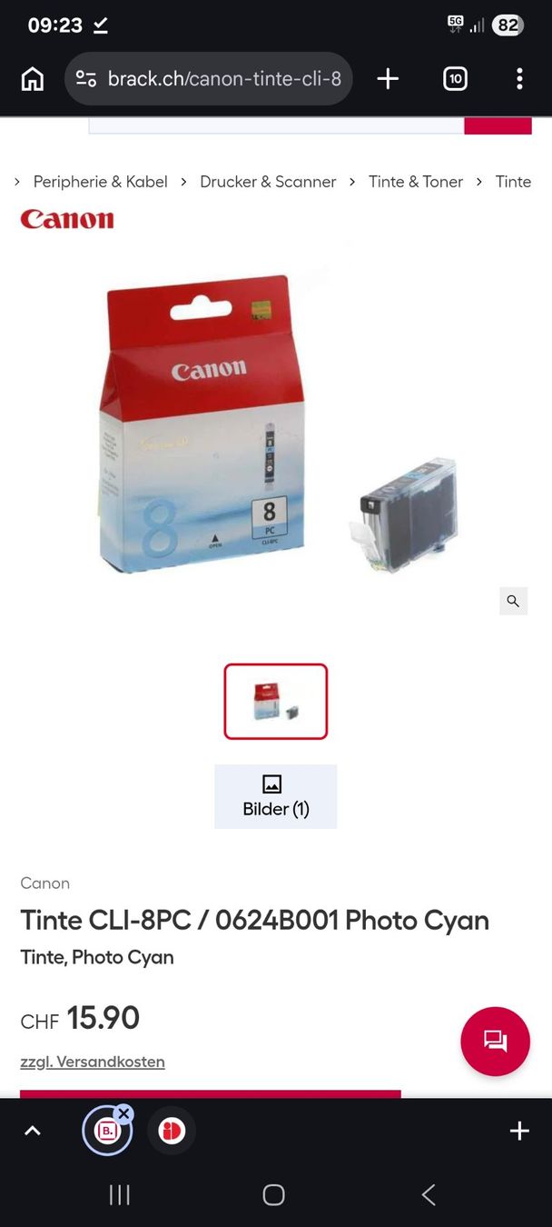 Canon Cartucce per stampanti & toner: Canon Tintenpatrone CLI-8C  Cyan - Original, Neu! – Usato da Zürich venduto da zumGO 1