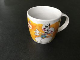 Diddl Freundschaftsbecher, vintage, orange/gelb, Keramik