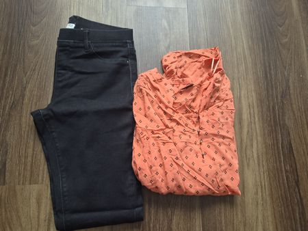 orange Bluse & schwarze Jeggings Gr. 38 neuwertig