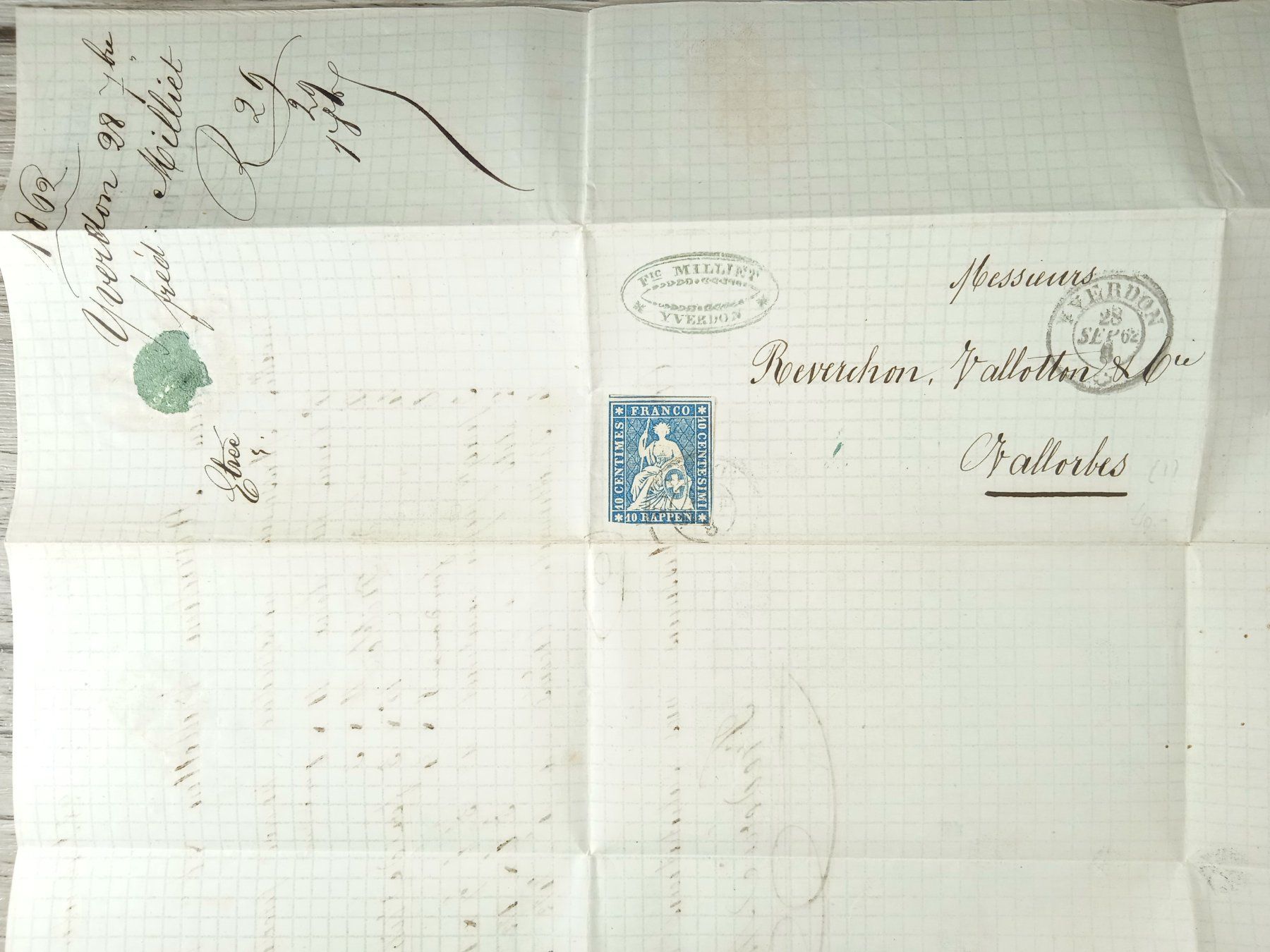 Tutti i francobolli: TR04 Enveloppe Suisse 1862 / TOP – Usato da Cousset venduto da Patrick_Collections 1