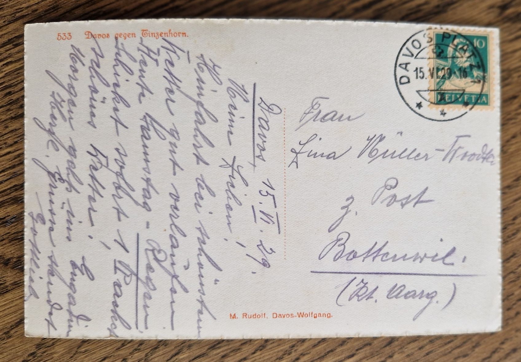 Cartoline postali: AK v. Davos n. Bottenwil 1929 – Usato da Ebikon venduto da Donar50 1
