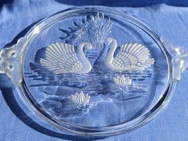 Vintage Walther Glas Kuchenplatte Schwanensee