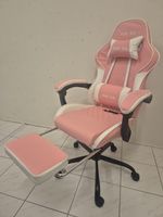 Neuer Gamer Stuhl Gaming Chair Pink Rosa Weiss inkl. Kissen