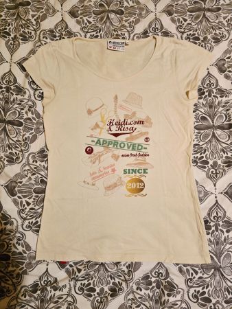 T-shirt Heidi.com, taille M, couleur crème, dos uni