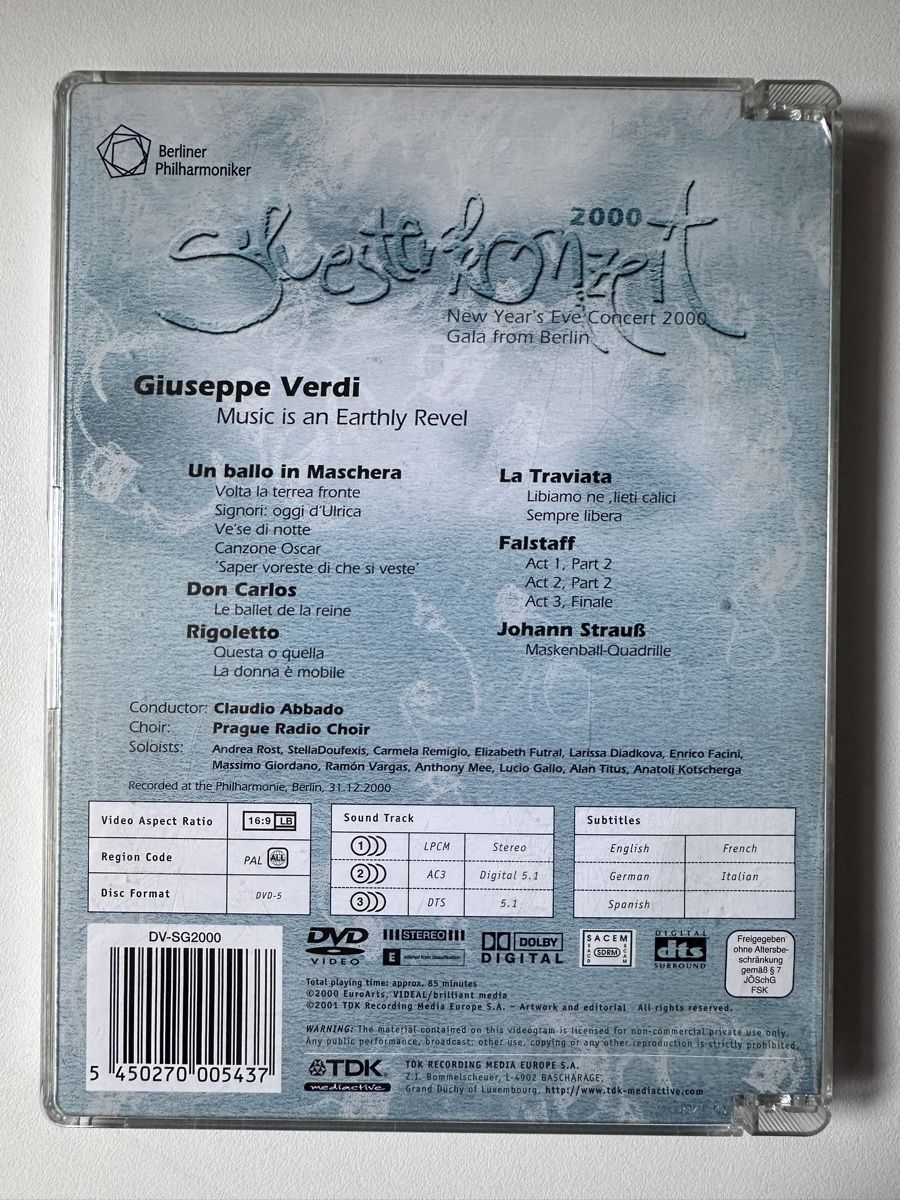 Tutti i DVDs: Silvesterkonzert 2000 Verdi Abbado Berliner Philharmoniker D – Usato da Zofingen venduto da SwissMercator 1