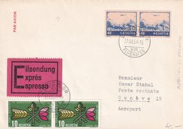 Flugbrief Eilsendung Zürich - Genève, 31.12.54