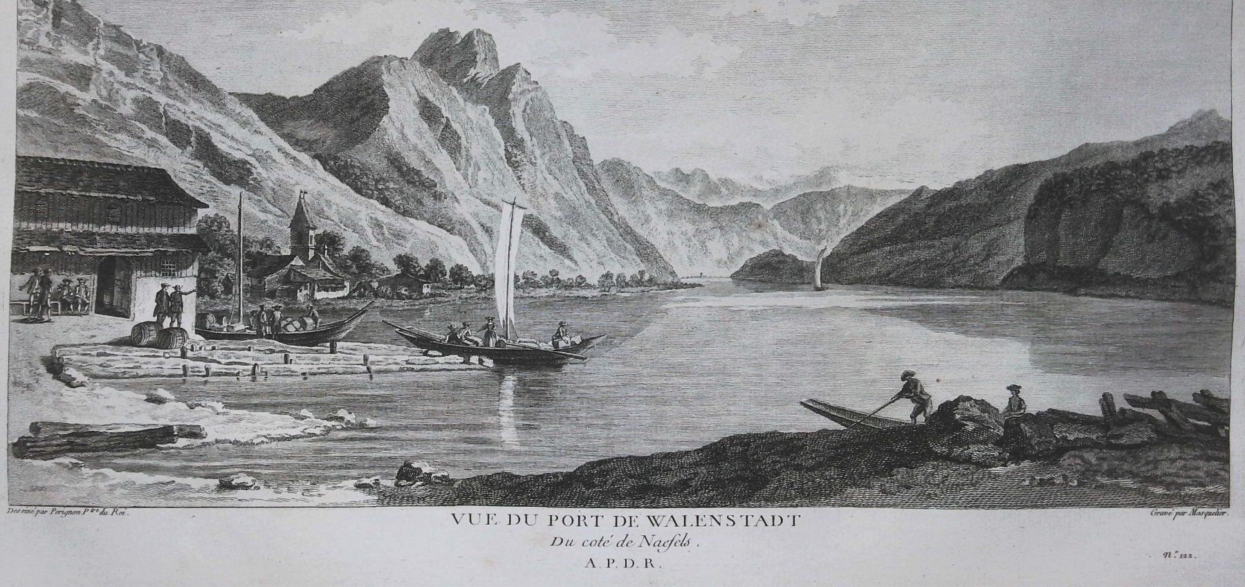 Incisioni: Weesen Originalkupferstich 1780 – Usato da Rafz venduto da Helvet32 1