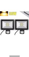 +LED Fluter 2x 30watt mit Bewegungsmelder warmweiss