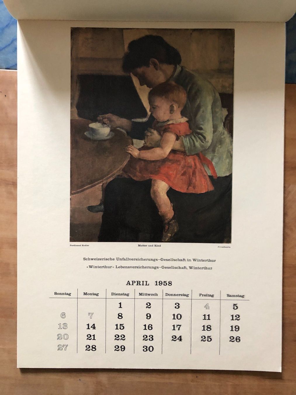 Calendari: Kalender Winterthur Versicherungen 1958 – Usato da Zürich venduto da allp 2