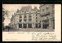 AK Lausanne, Place Bel-Air, 1908
