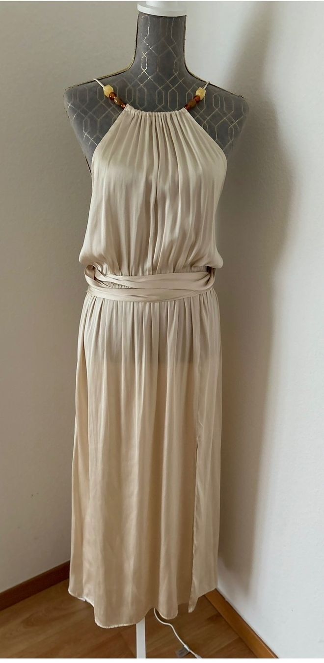 Zara Vestiti: Zara Maxikleid Beige Perlen Sommer Gr.M – Nuovo (secondo la descrizione) da Zumikon venduto da nat_96zs