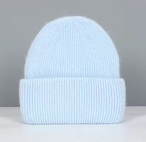 Neu! Warme Beanie aus Kaschmir & Angora, hellblau, 54-60 cm