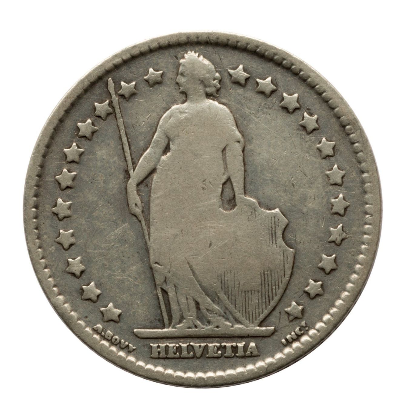 Tutti le monete: Schweiz - 1 Franken - 1898 - Silber – Usato da Rotkreuz venduto da Swiss-Coins 1