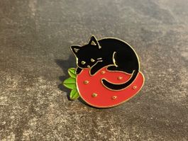 Cat Strawberry Pin