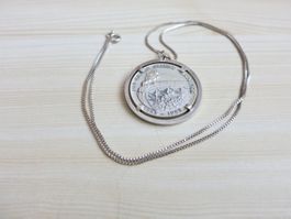SILBERMEDAILLE 100 JAHRE ORIENT-EXPRESS EINGEFASST MIT KETTE