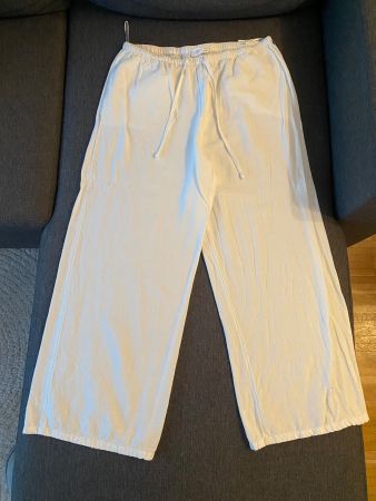 Sommerhose, Stoffhose, Palazzo Hose, Weiss, Gr. 38