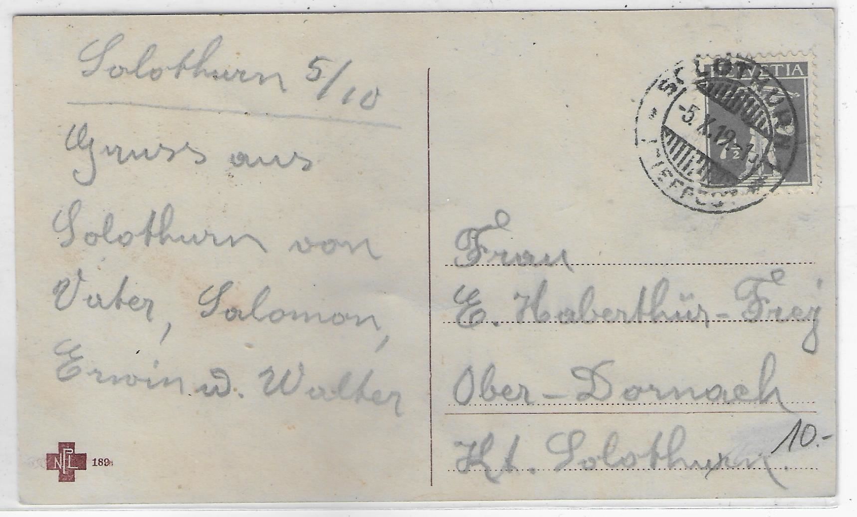 Cartoline postali: Solothurn - Wengi-Brücke – Usato da Ettingen venduto da Kartenplanet 1