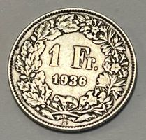 1 Franken - stehende Helvetia - 1936 B (Silber .835)