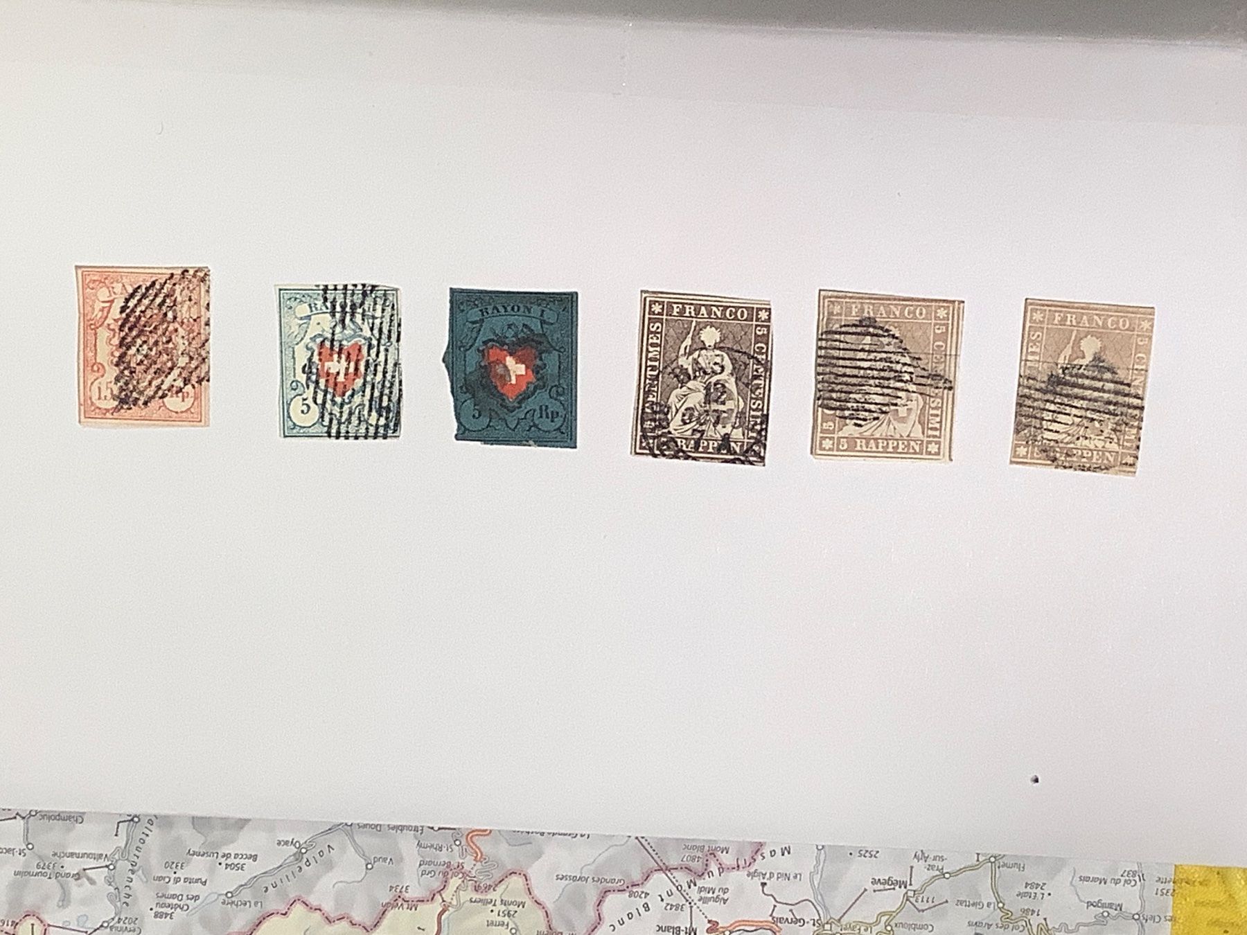 Alle Briefmarken: 6 sehr alte Schweizer Marken ab Rayon, gestempelt – Gebraucht aus St. Gallen von herbrig2
