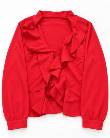 Damen Bluse rot mit Rüschen Langarm sehr guter Zustand
