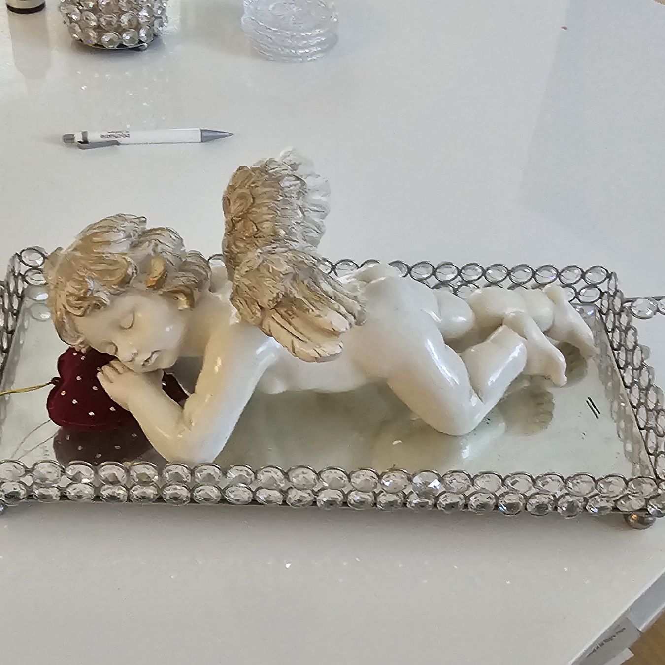 Figurines: engel auf kristsll teller – D'occasion à wolfhalden par 46464646
