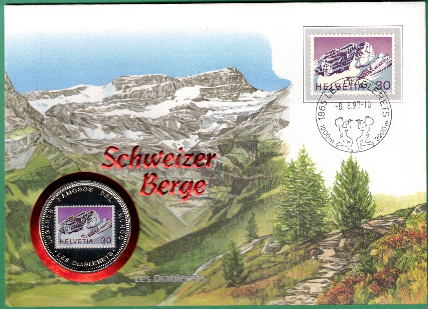 Tutti le monete: 1997 Münzbrief  Schweizer  Berge Münze – Usato da Mellingen venduto da Ginger