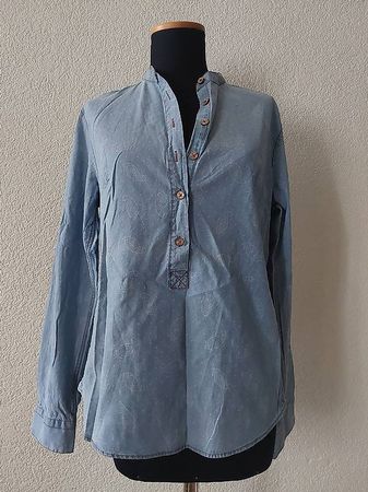Jeanshemd Einstoffen Grösse S mit Stehkragen