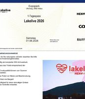 2 x 1-Tagespass Lakelive Festival 2026 Samstag 01.08.2026