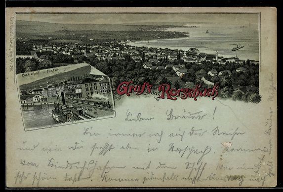 Cartes postales: Mondschein-Lithographie Rorschach, Bahnh – D'occasion à Berlin par bartko-reher