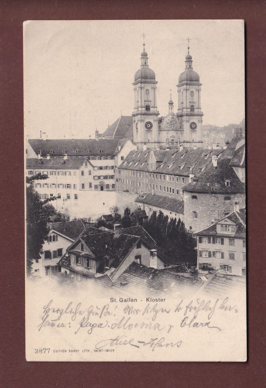 Cartoline postali: ST. GALLEN - Kloster - 1905 // Eckbug // – Usato da Pully venduto da nicecards