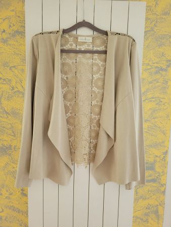 Beige Sommer Jacke/Cardigan mit Spitze, Grösse 46, ganz NEU