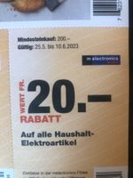 Migros Melectronics Gutschein Fr. 20 ab Fr. 200 Einkauf! Top