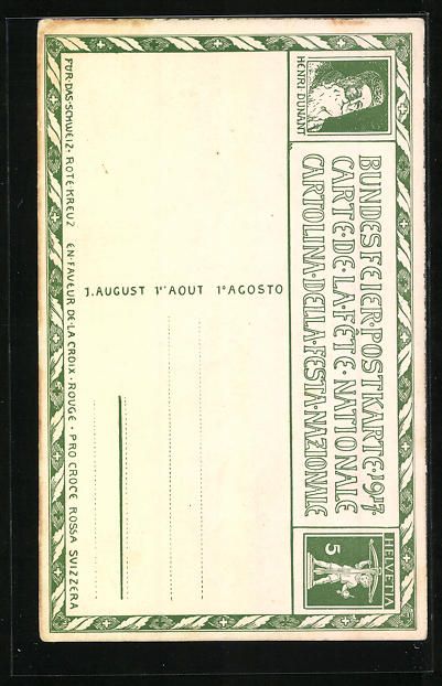 Cartoline postali: Schweizer Bundesfeier 1917, Frau schütz – Usato da Berlin venduto da bartko-reher 1