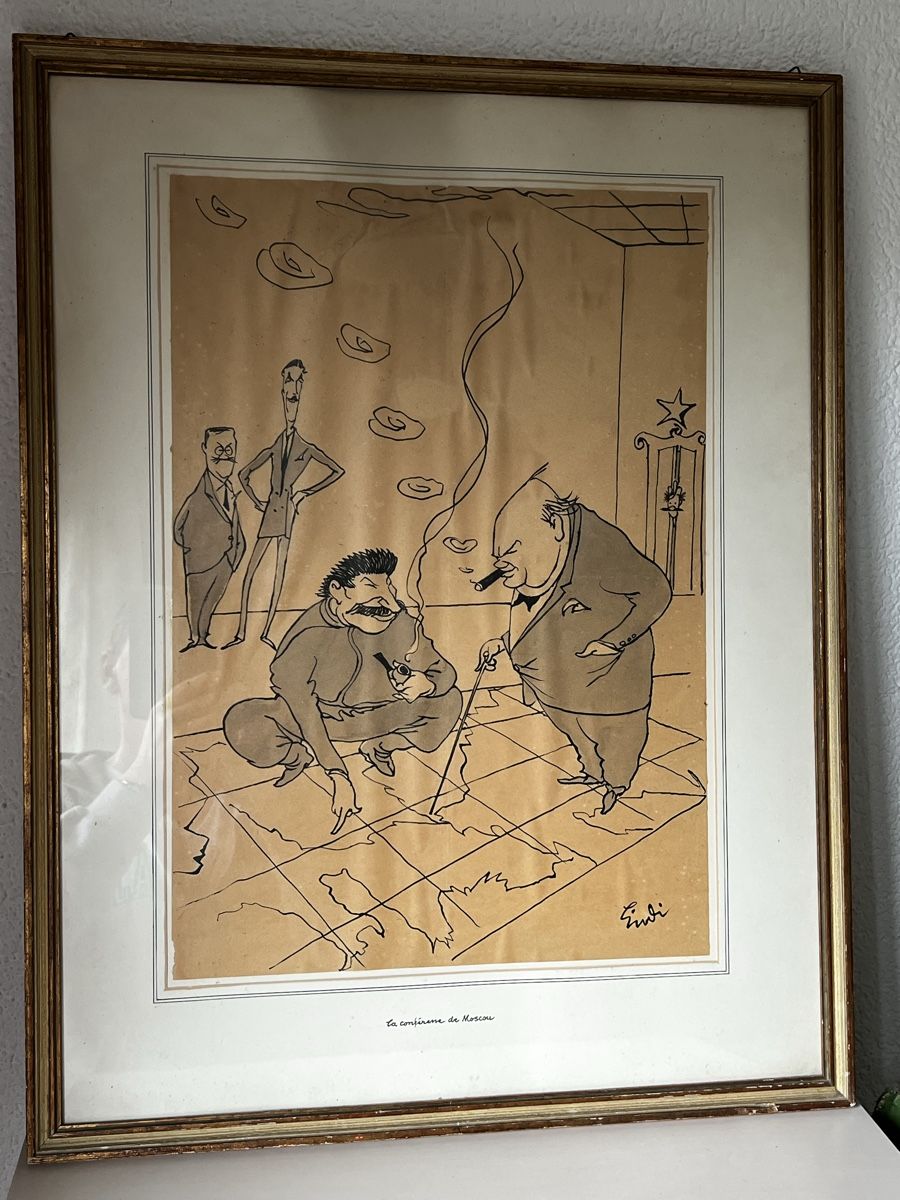 Gemälde: Gerahmte Karikatur von Lindi Albert…STALIN und andere – Gebraucht aus Niederwangen BE von KFI