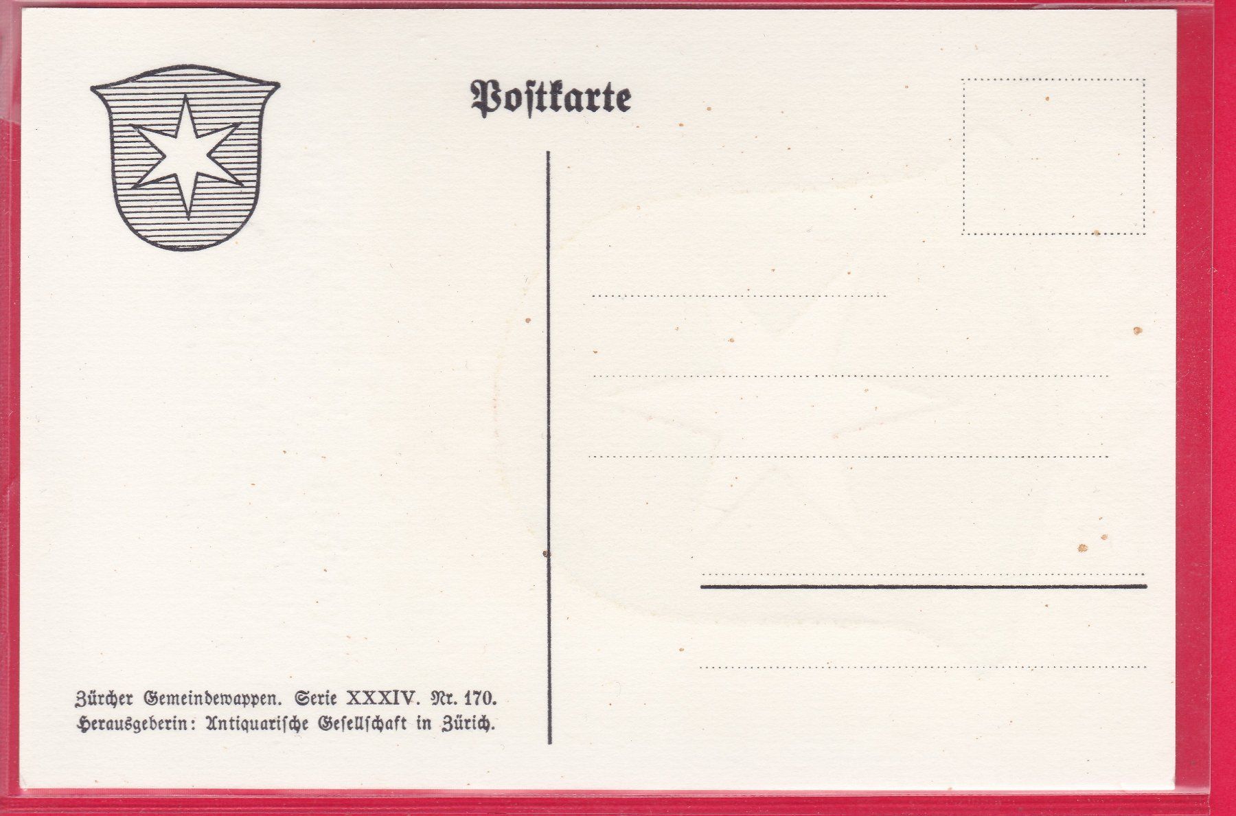 Cartoline postali: ZÜRCHER GEMEINDEWAPPEN, OBERRIEDEN – Usato da Oberrieden venduto da Gebirgsstelze 1