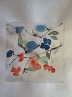schönes Bild Zeichnung Fantasy Blüten Aquarell signiert