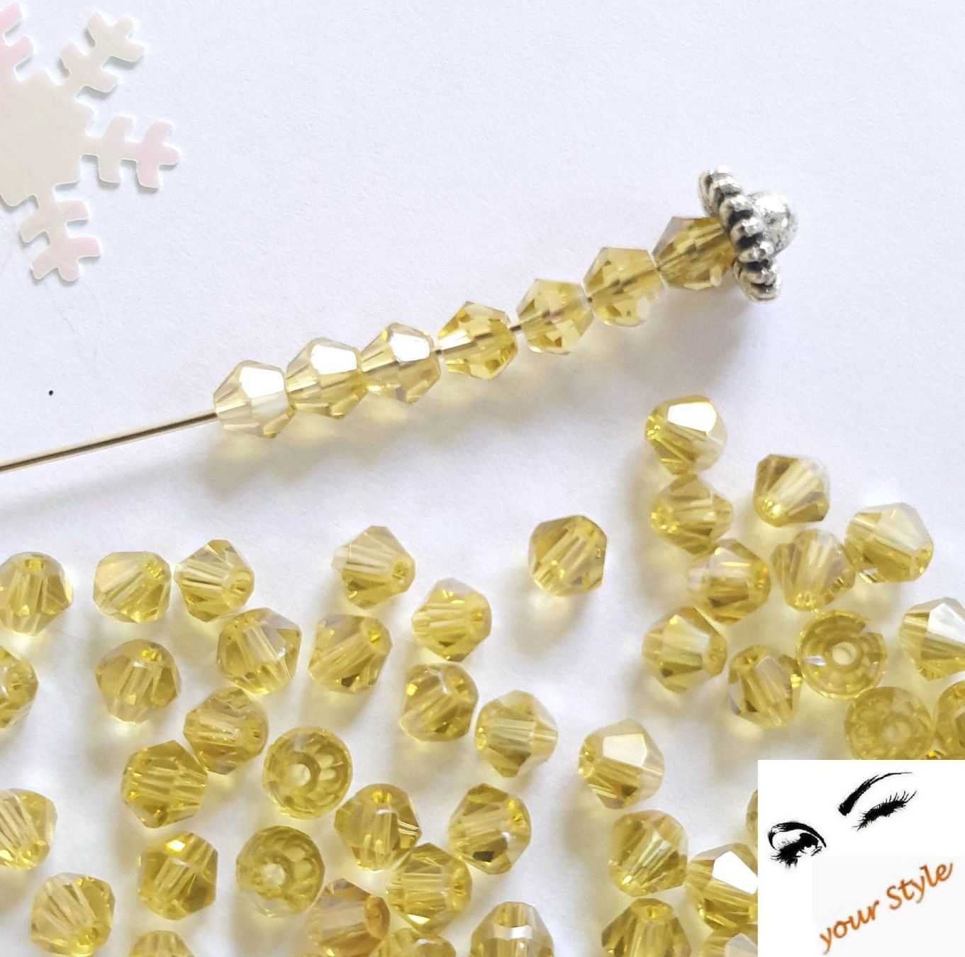 Perlen (unechte): 100Stk. Glas- Perlen 4mm jonquil Lüster – Neu und originalverpackt aus Oberglatt ZH von -your-Style- 1