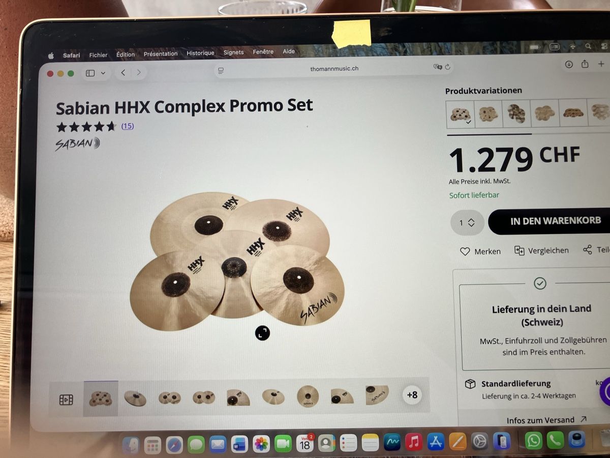 Sabian Strumenti musicali: Becken: SABIAN HHX Complex Set – Usato da Portalban venduto da Fraz 4