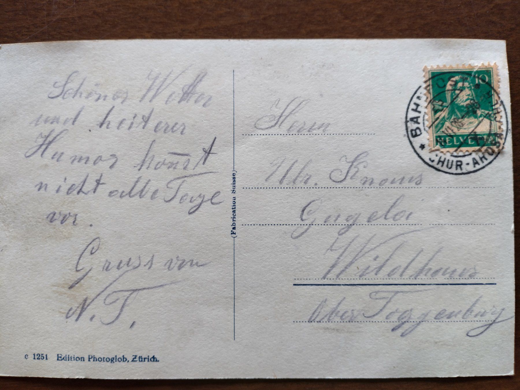 Cartoline postali: Ansichtskarte Arosa s/w 1928 – Usato da Wildhaus venduto da Hukwildhaus 3