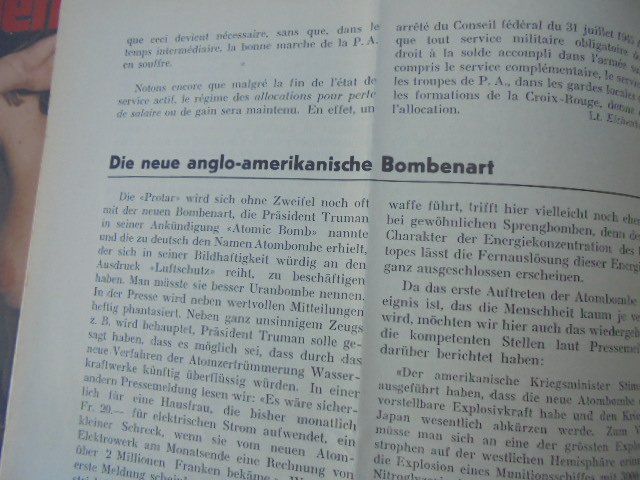 Riviste & Magazine: Militär Schweiz Protar Schweizer Zeitschrift1945 Luftschutz – Usato da Basel venduto da Gurit76 1