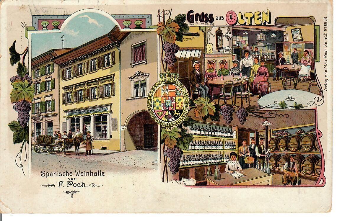 Cartoline postali: Olten Spanische Weinhalle Litho – Usato da Langenthal venduto da Gueggu
