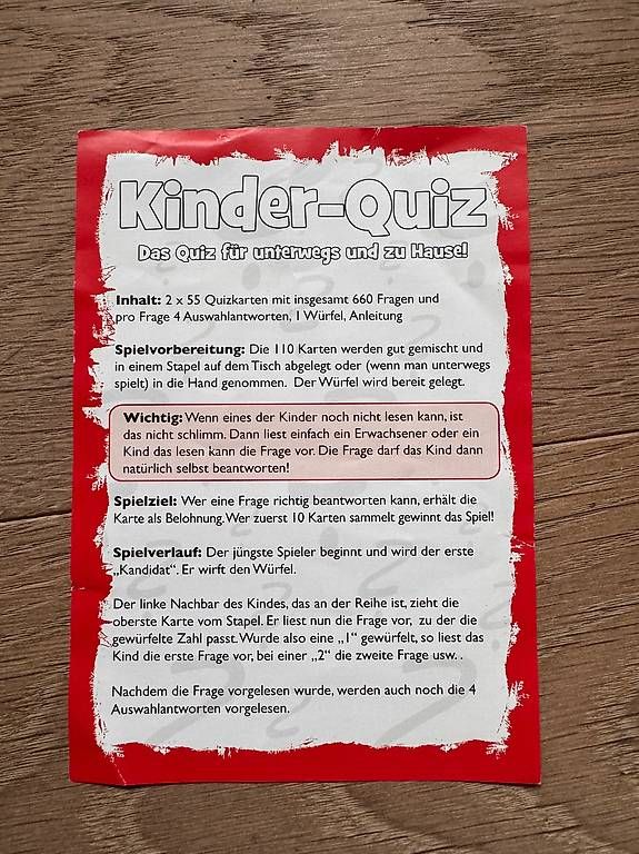 Spiele: Spiel: Kinder-Quiz ab 6 Jahren – Gebraucht aus Merenschwand von np78 1
