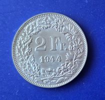 Silber Schweiz 2 Fr. 1944 Top Erhaltung