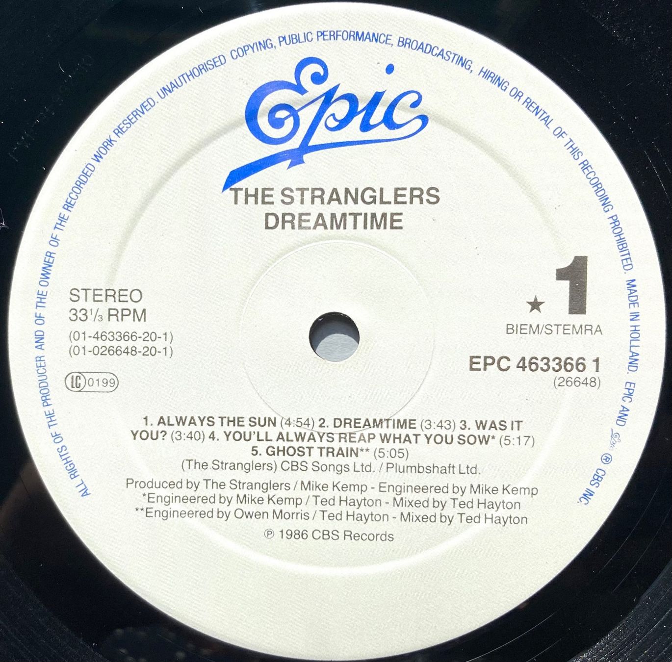 Vinyles: THE STRANGLERS - DREAMTIME – D'occasion à Poliez-Pittet par Newtown-Records 3