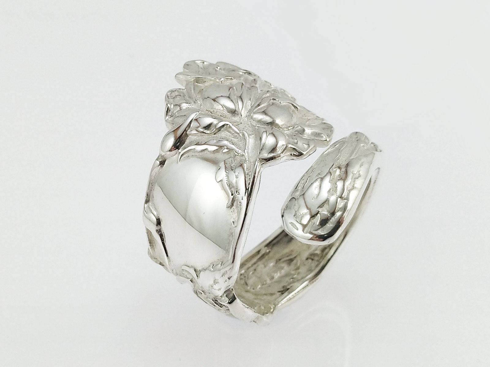 Ringe: Offener massiver Silberring im Jugendstil mit Blumen-Design – Neu und originalverpackt aus Meilen von Byrd-bijoux 4