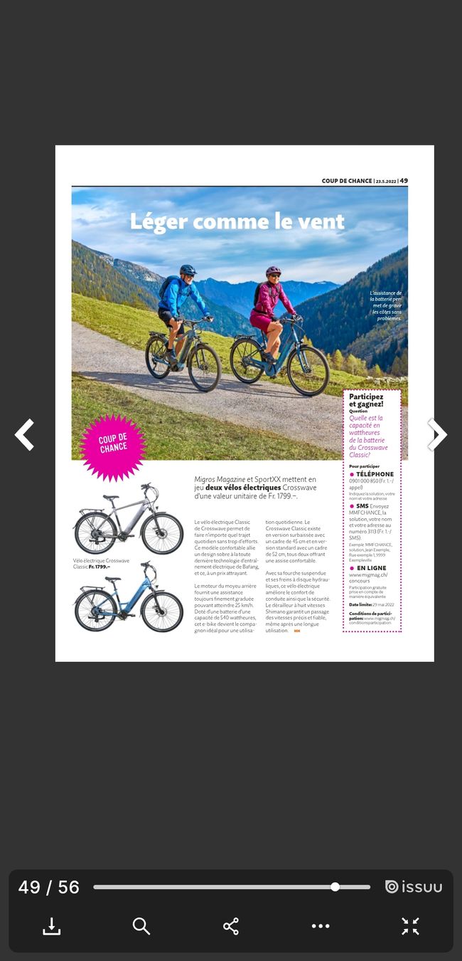 Crosswave Vélos: E-Bike Crosswave Classic – D'occasion à Zürich par mosix01 8